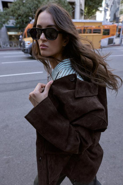 Blouson 100 % cuir suédé