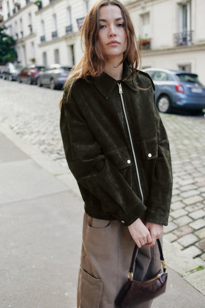 Blouson 100 % cuir suédé