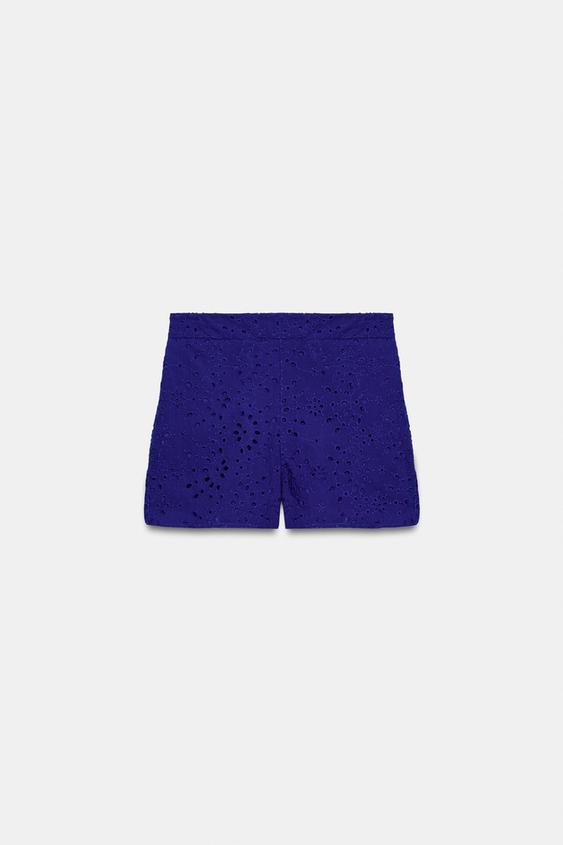 Bermuda à broderies ajourées