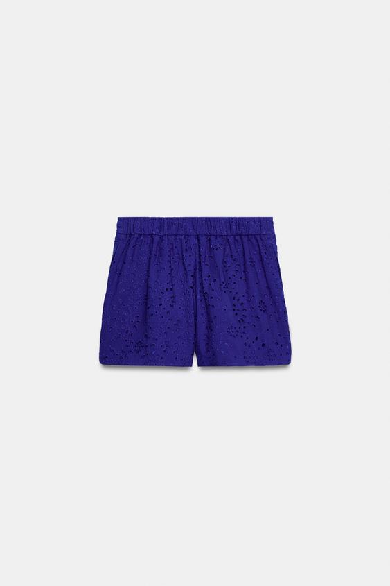 Bermuda à broderies ajourées