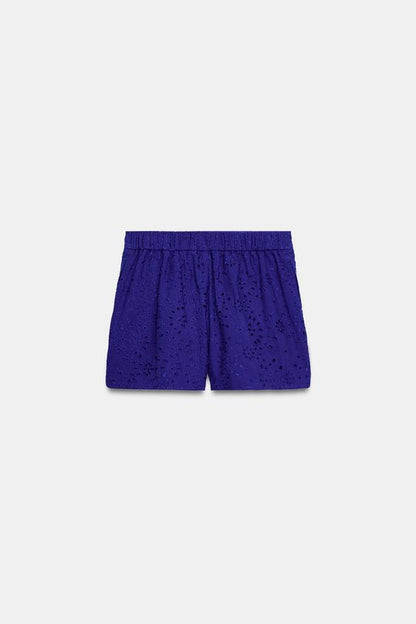 Bermuda à broderies ajourées