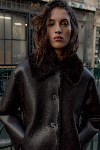 Blouson réversible double-face effet cuir