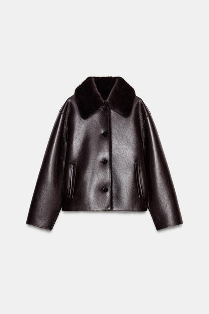 Blouson réversible double-face effet cuir