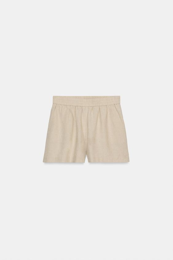Bermuda en lin à taille élastique