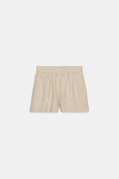 Bermuda en lin à taille élastique