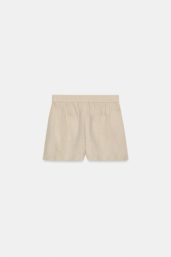 Bermuda en lin à taille élastique