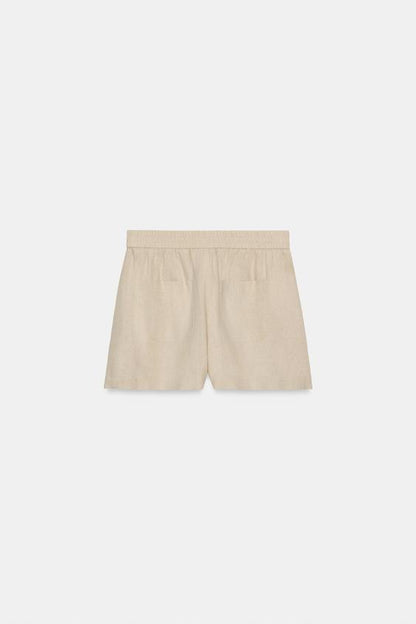 Bermuda en lin à taille élastique