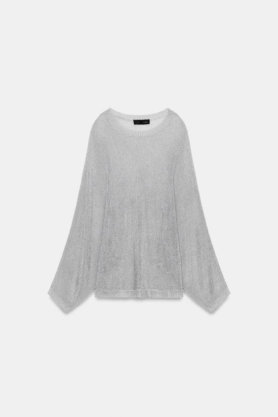 Pull en maille à fil métallisé