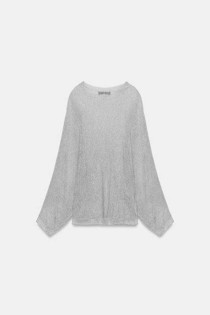 Pull en maille à fil métallisé