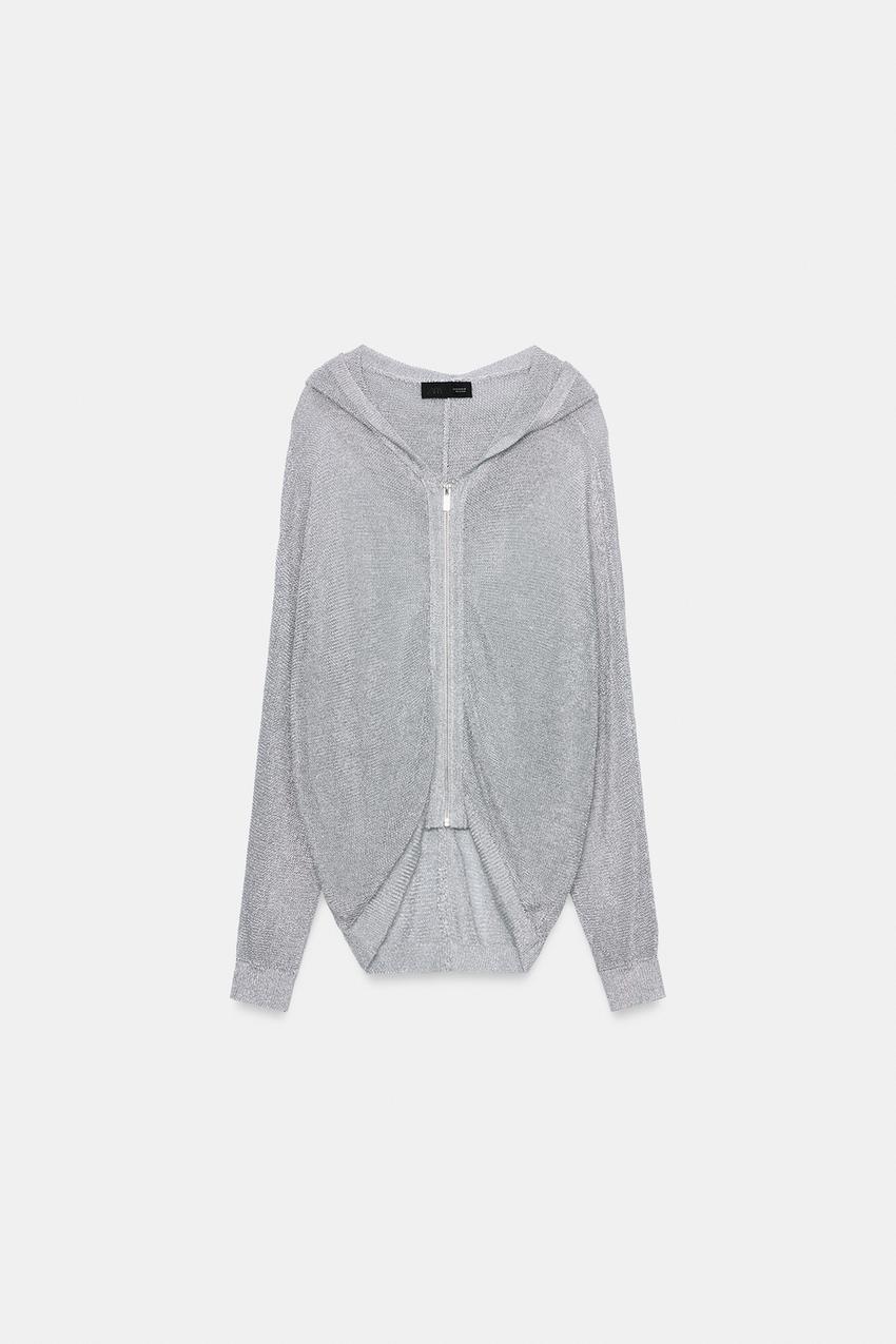 Sweat-shirt à capuche en maille à fil métallisé