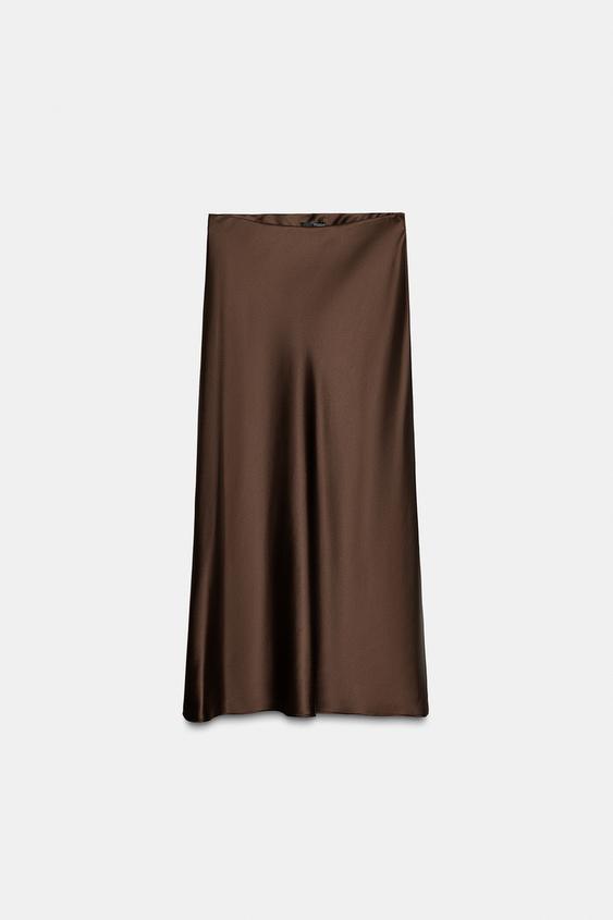 Jupe midi satinée