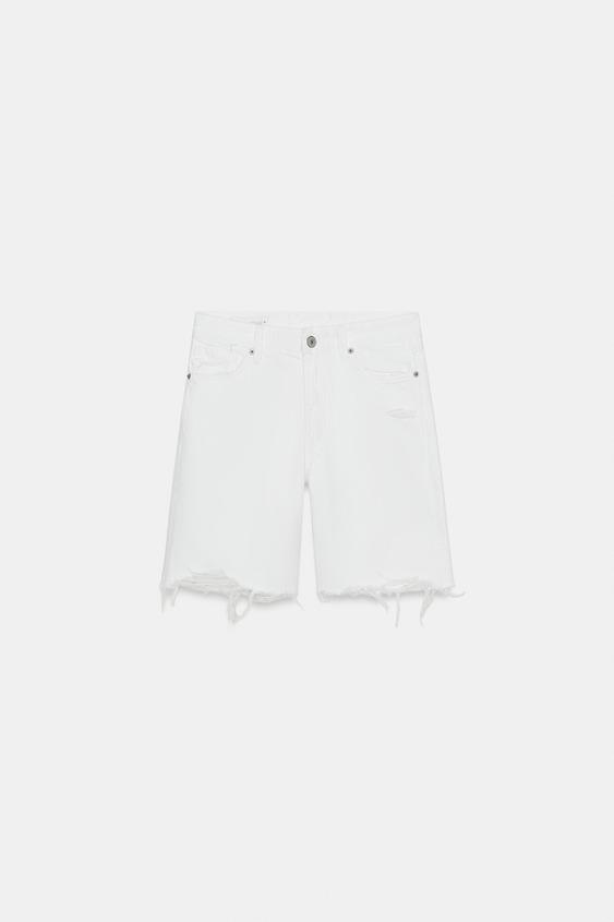 Bermuda en denim TRF déchiré taille mi-haute