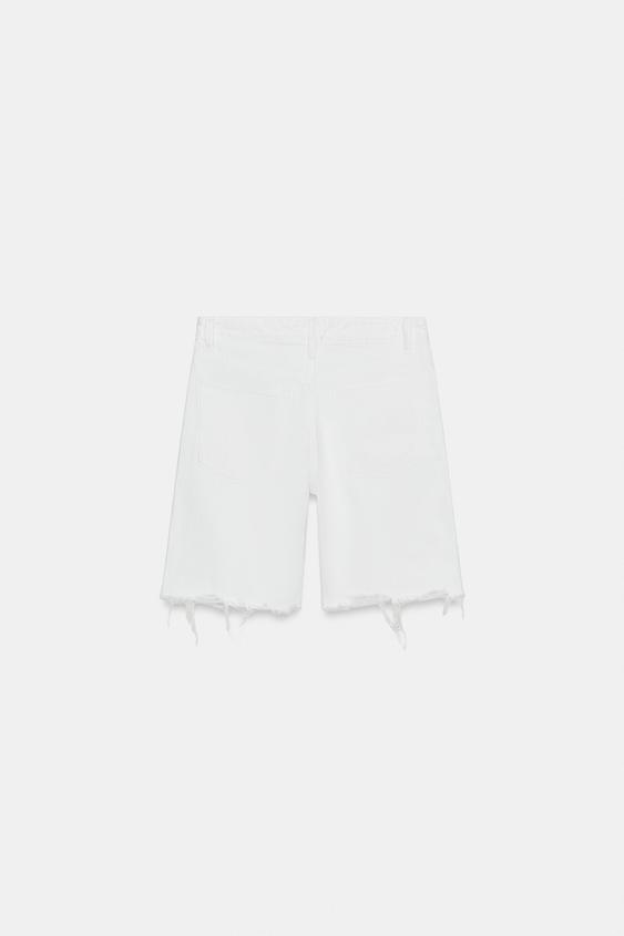 Bermuda en denim TRF déchiré taille mi-haute