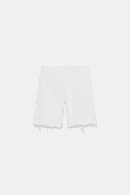 Bermuda en denim TRF déchiré taille mi-haute