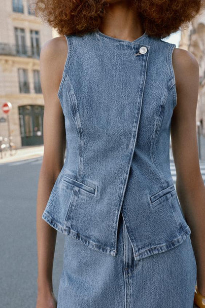 Gilet Z1975 croisé en denim