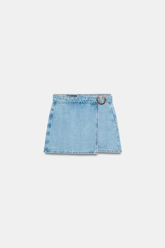 Jupe-culotte Z1975 croisée en denim à boucle