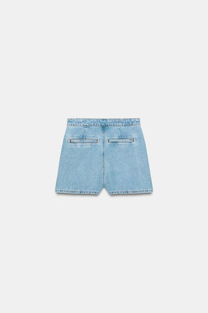 Jupe-culotte Z1975 croisée en denim à boucle