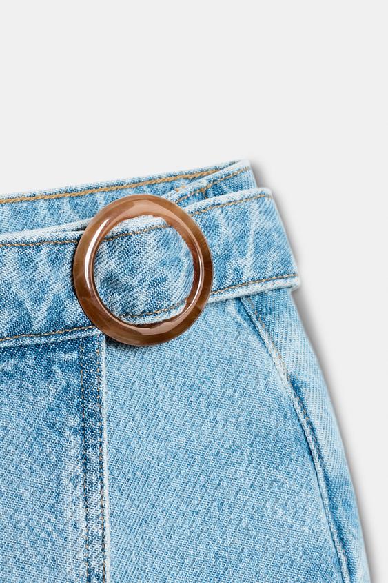 Jupe-culotte Z1975 croisée en denim à boucle