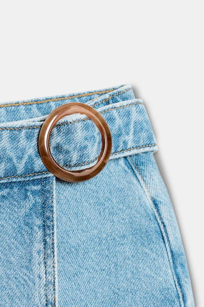 Jupe-culotte Z1975 croisée en denim à boucle