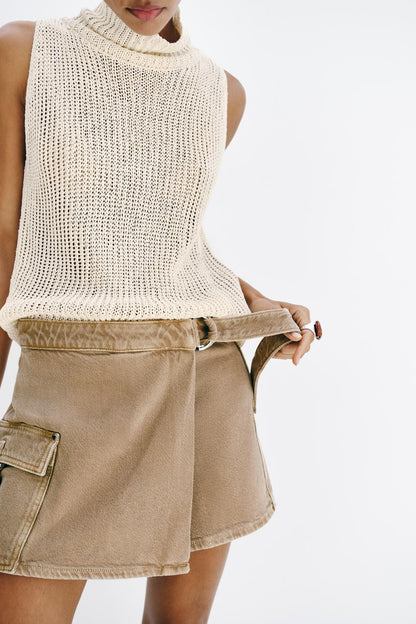 Jupe-culotte croisée cargo