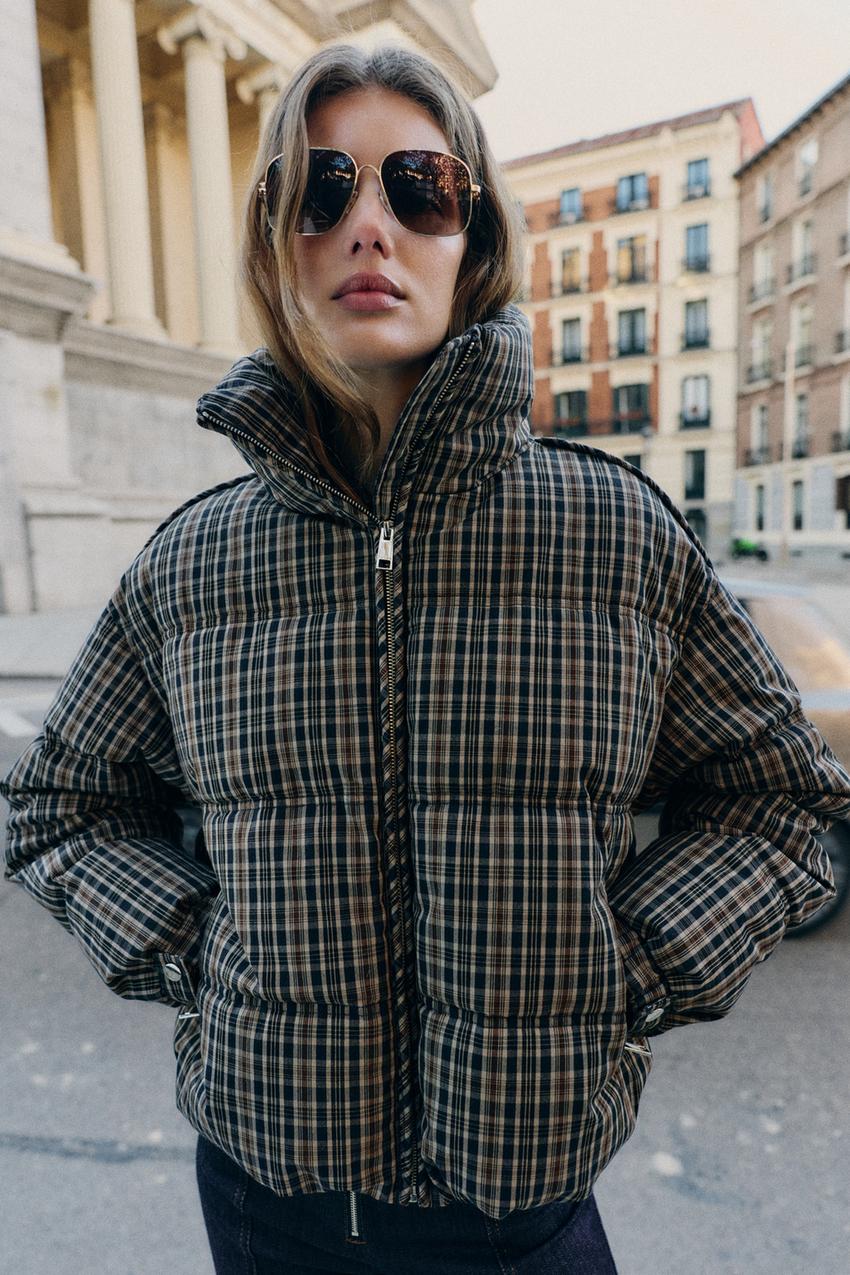 Anorak matelassé à carreaux