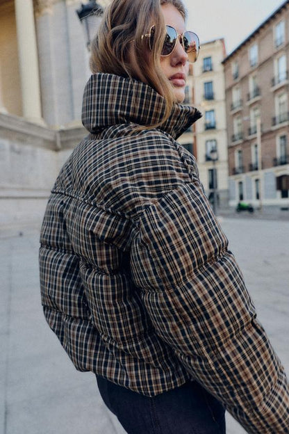 Anorak matelassé à carreaux