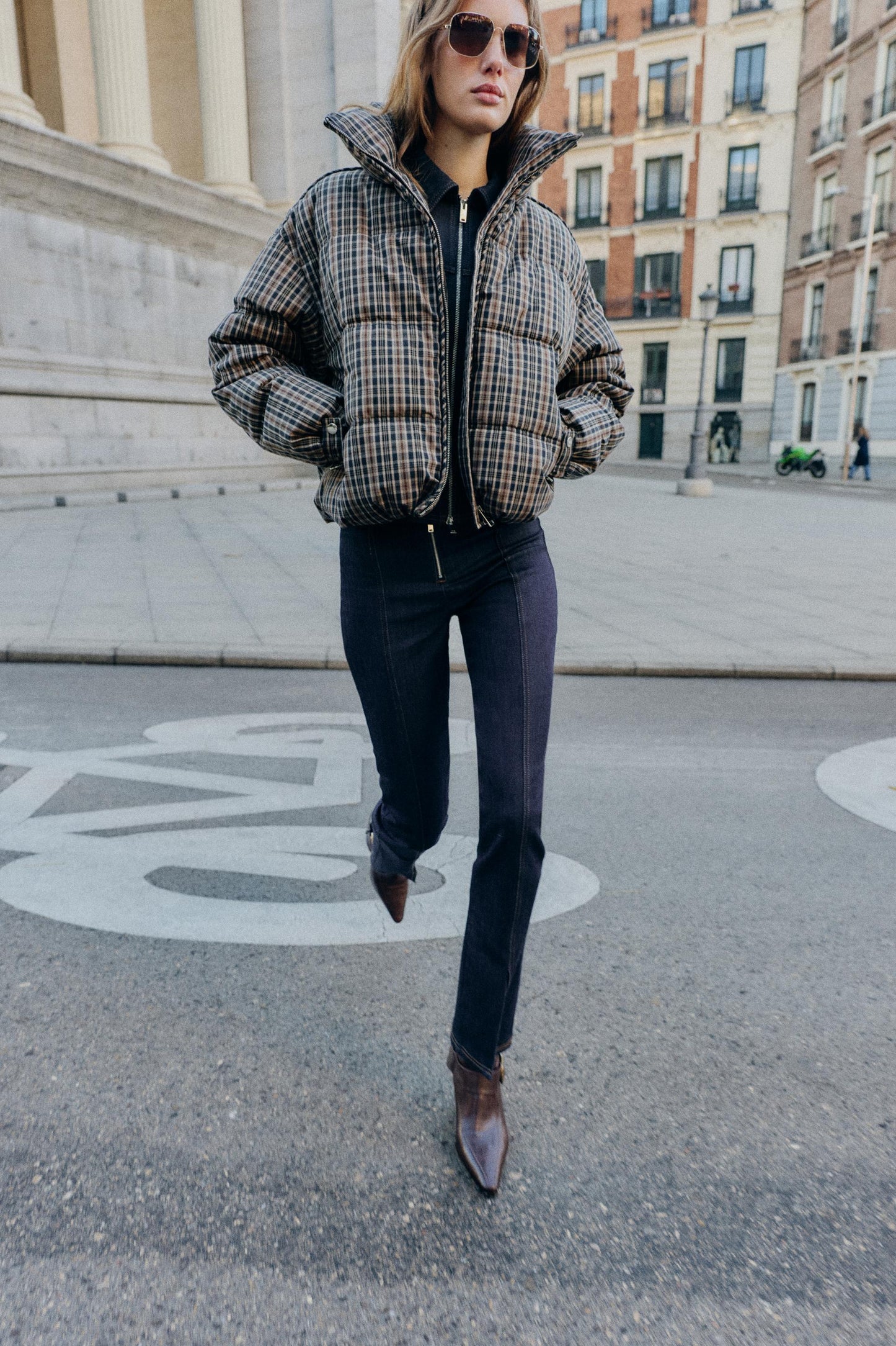 Anorak matelassé à carreaux