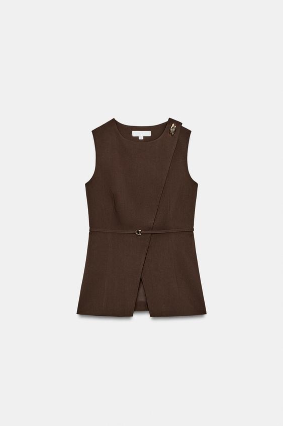 Gilet croisé avec ceinture