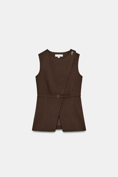 Gilet croisé avec ceinture