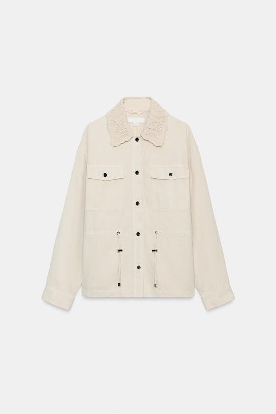 Veste safari à revers au crochet