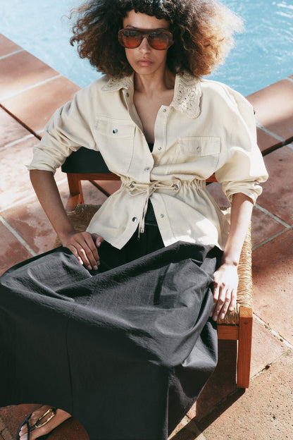 Veste safari à revers au crochet