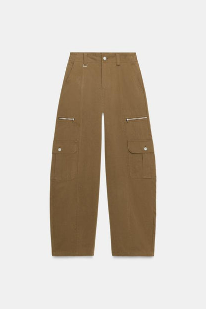 Pantalon coupe barrel à poches cargo