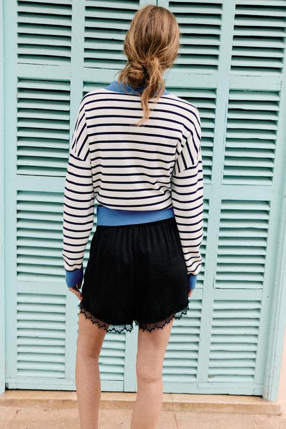 Short satiné à dentelle