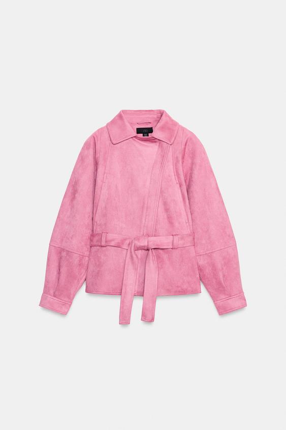 Blouson effet suédine avec ceinture