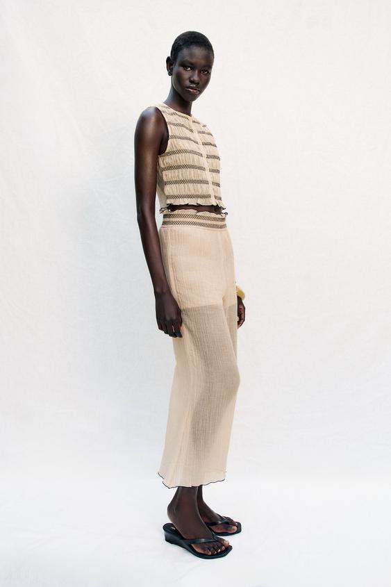 Pantalon-culotte à coutures contrastées
