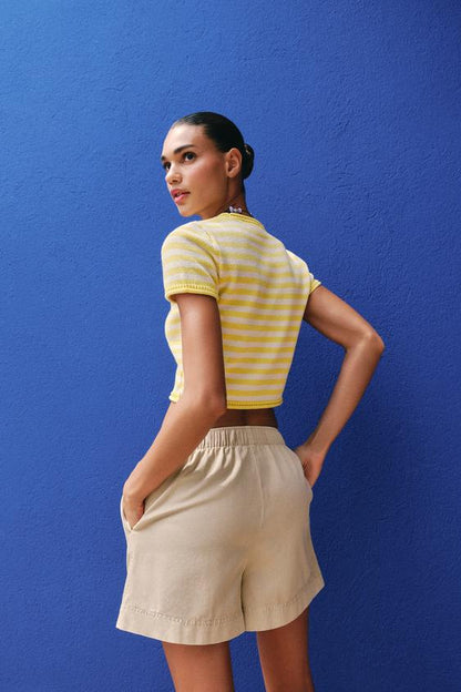 Bermuda 100 % coton à taille élastique