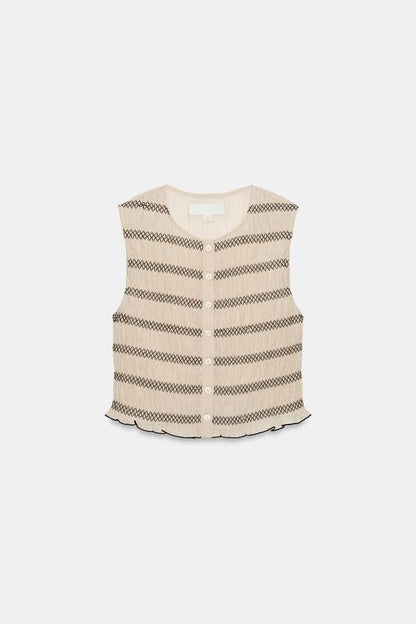 Top façon gilet à coutures contrastées