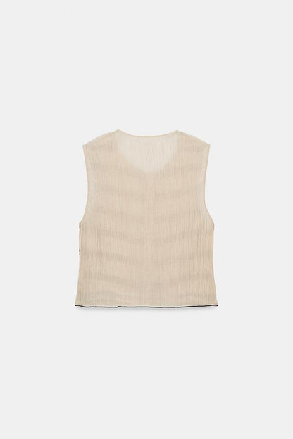 Top façon gilet à coutures contrastées