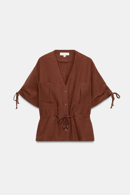 Veste safari à manches courtes à perles