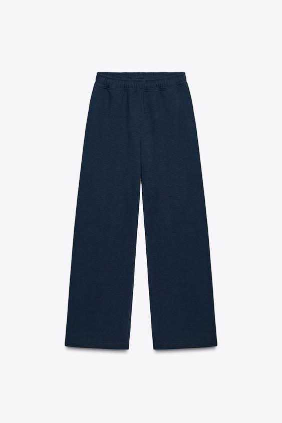 Pantalon basique en molleton, coupe droite et bas réglable