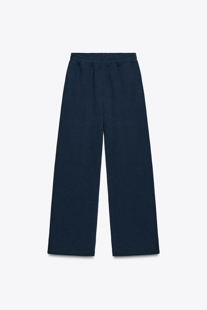 Pantalon basique en molleton, coupe droite et bas réglable
