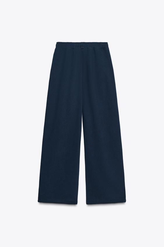 Pantalon basique en molleton, coupe droite et bas réglable