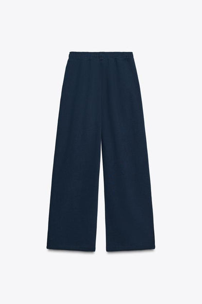 Pantalon basique en molleton, coupe droite et bas réglable
