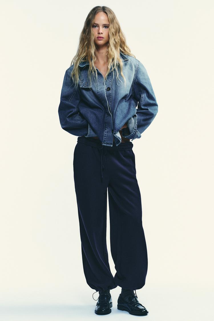 Pantalon basique en molleton, coupe droite et bas réglable