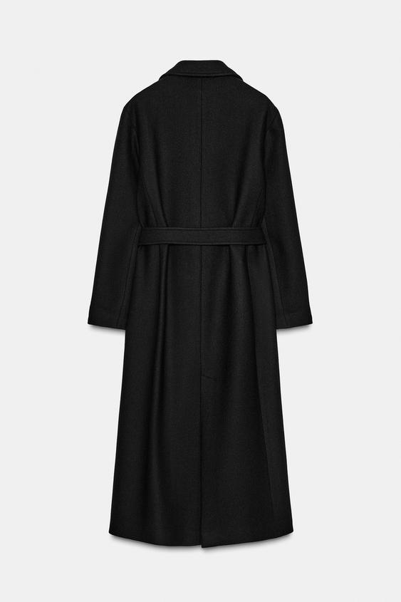 Manteau long en laine avec ceinture