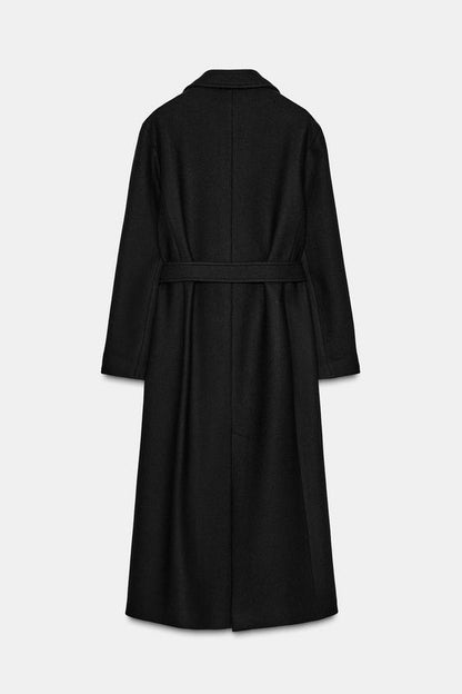 Manteau long en laine avec ceinture