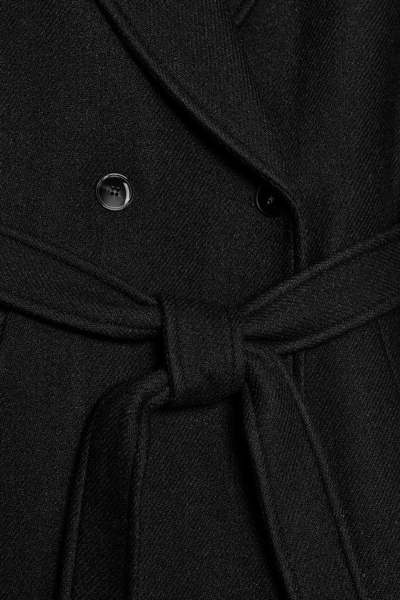 Manteau long en laine avec ceinture