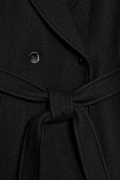 Manteau long en laine avec ceinture