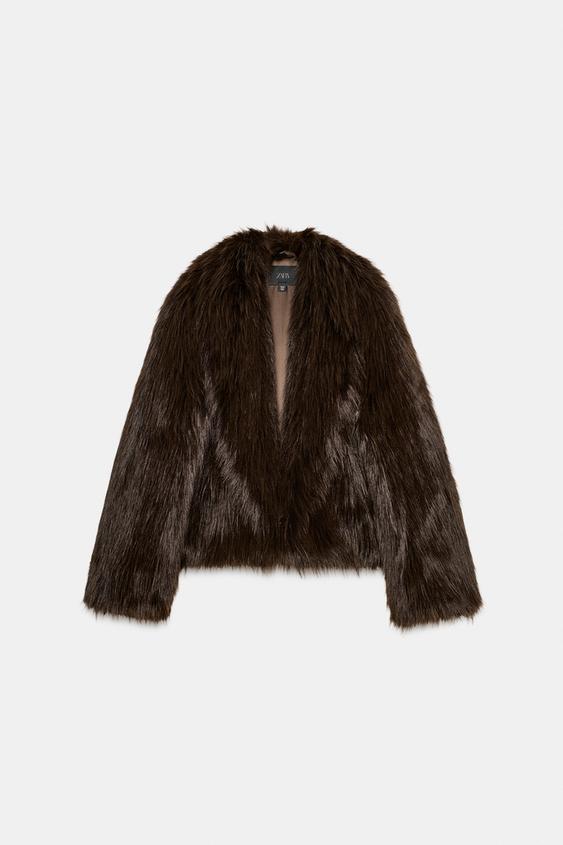 Manteau court effet fourrure