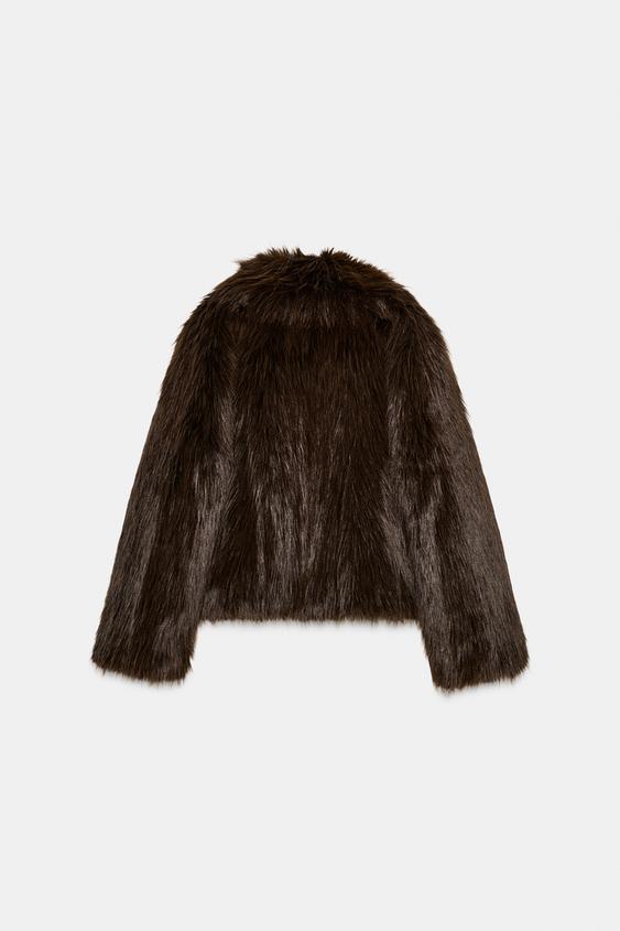 Manteau court effet fourrure